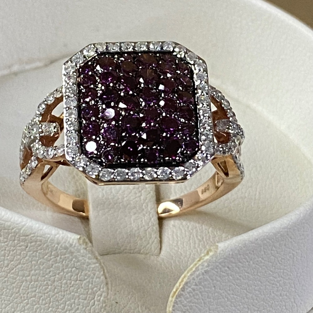 *RARE* Purple‎ & White Diamond 10k Rose Gold Ring Statement Luxury 2.00ctw Sz 10